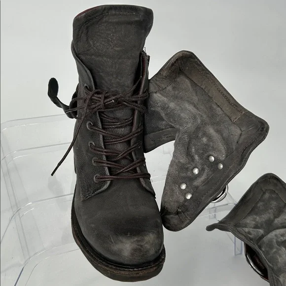 A.S.98 Leather Ankle Boots Gray Buckle Zip Made in Bosnia Size 36 - Picture 7 of 15